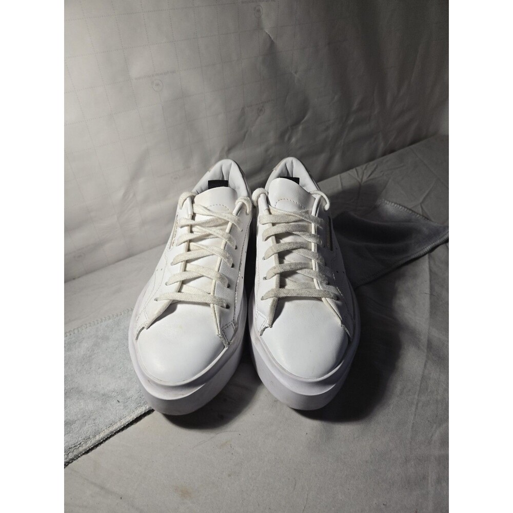 Adidas Leather White Sleek Womens Shoes Size 6.5
